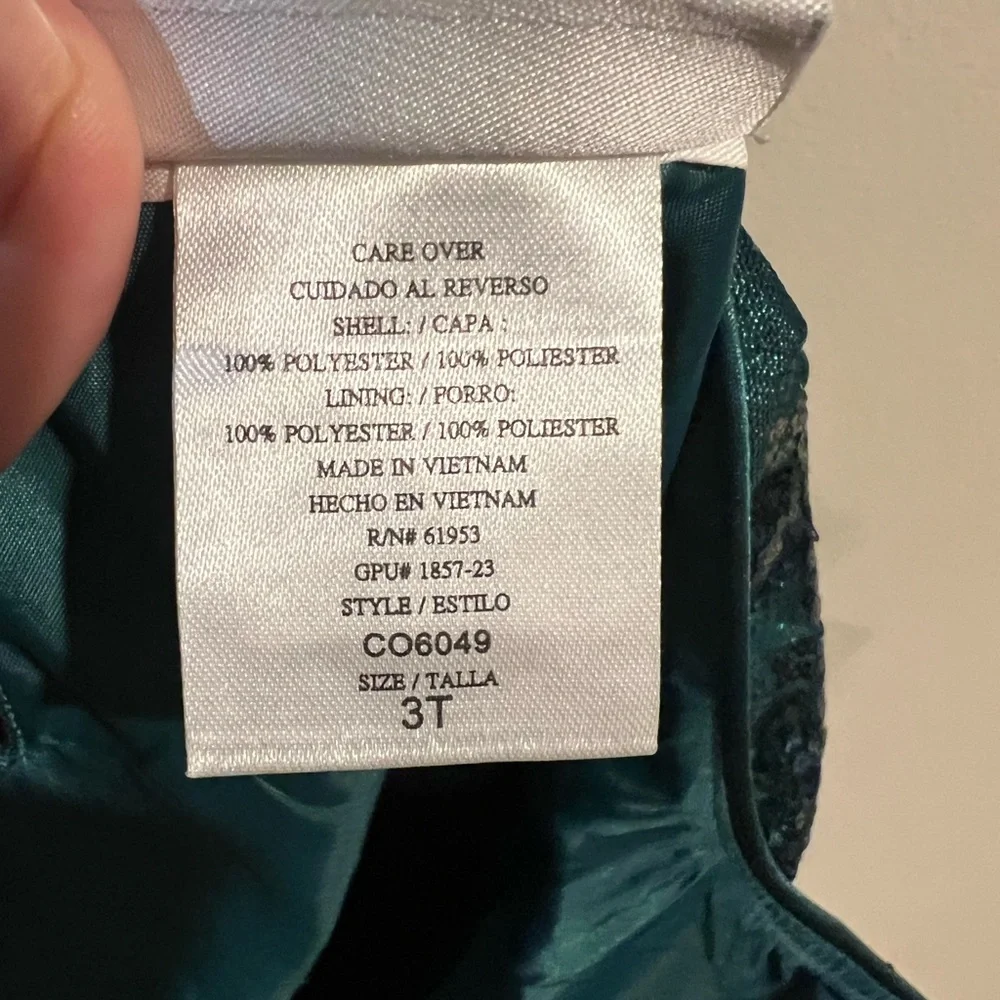 Jona Michelle emerald green 3T holiday sleeveless dress - Picture 3 of 8